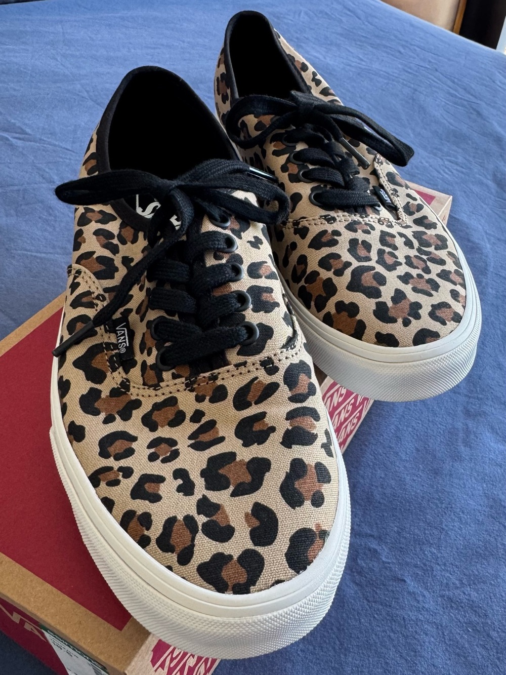 Vans Leopard Print Canvas Sneakers - Tan & Black